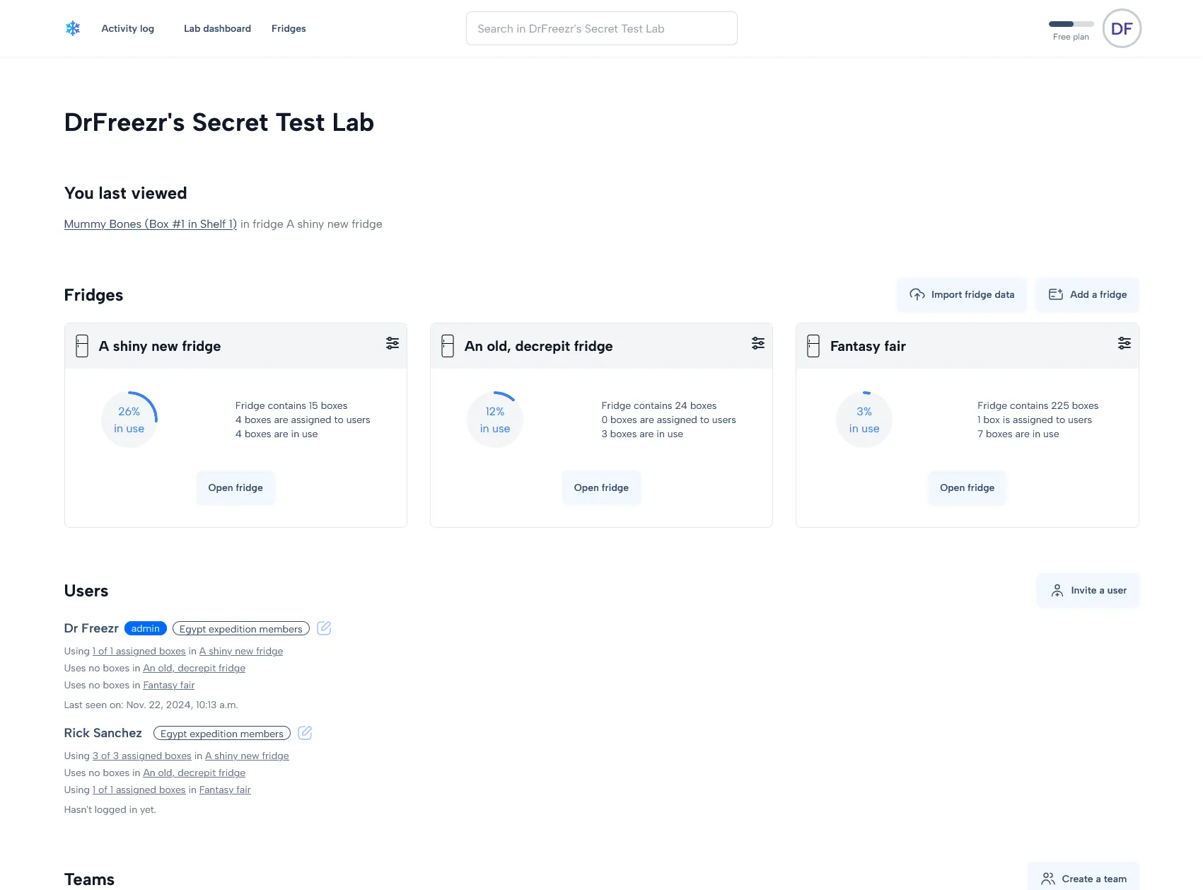 Lab Dashboard Screenshot